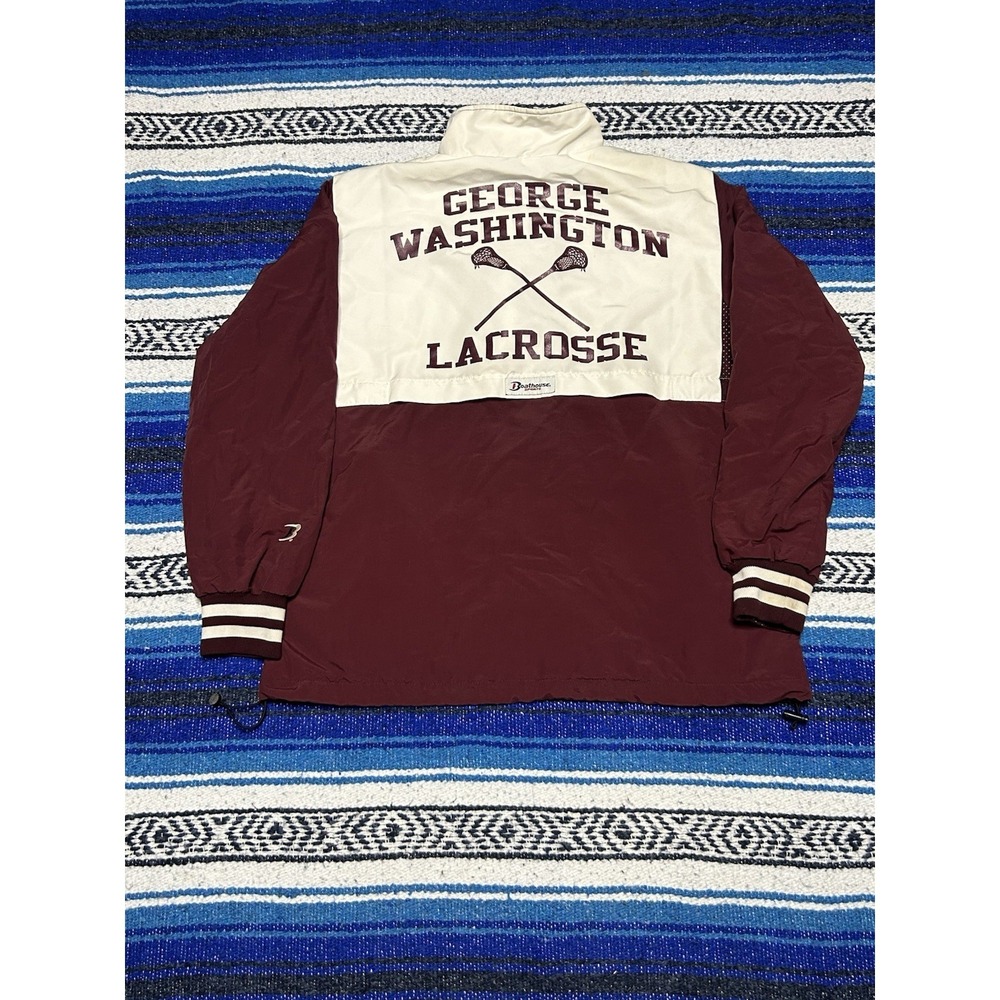 VTG George Washington Lacrosse Boathouse Jacket Womens XL Maroon Windbreaker USA